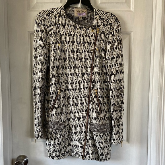 Lucky Brand Knit Jacket Black & White Long Size M - Picture 5 of 10
